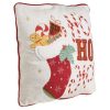 Karácsonyi Díszpárnahuzat Ekrü Színben „Ho Ho Ho” Mikuláscsizma Mintával 45×45cm