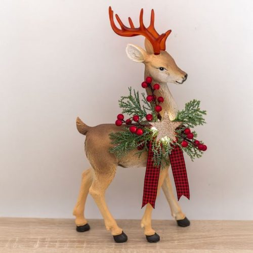 Karácsonyi Szarvas Dekor LED-fénnyel 16x7x34 cm
