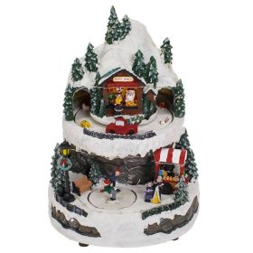   Karácsonyi Luna Park Jelenet Óriáskerékkel, Mikulással – Fény, Zene & Mozgás 23x13,5x30cm