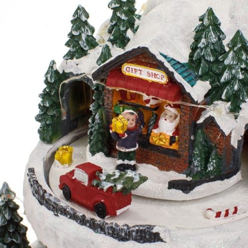 Karácsonyi Luna Park Jelenet Óriáskerékkel, Mikulással – Fény, Zene & Mozgás 23x13,5x30cm