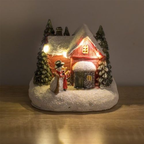 Karácsonyi Havas Ház LED-del 11x9x10 cm