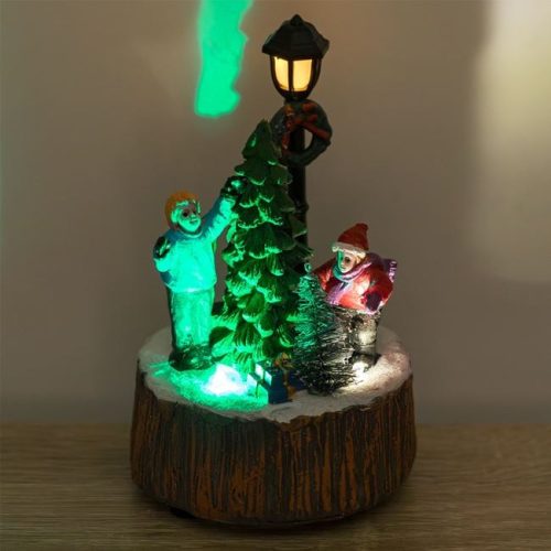 Karácsonyi Jelenet – Falu Sarka LED Világítással Ø8×13 cm