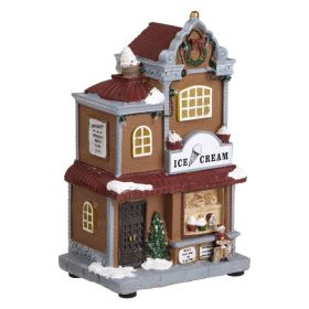   Karácsonyi Jelenet – Fagylaltos Bolt Figurával és LED Fénnyel 15x5x24cm