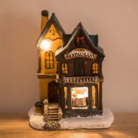 Karácsonyi Jelenet – Étterem LED Fénnyel 10x8x13.5cm