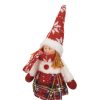 Karácsonyi díszítő figura – angyalka, piros kockás ruhában, 35 cm