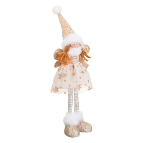 Karácsonyi Angyalkás Figurina Bézs Ruhában 37cm