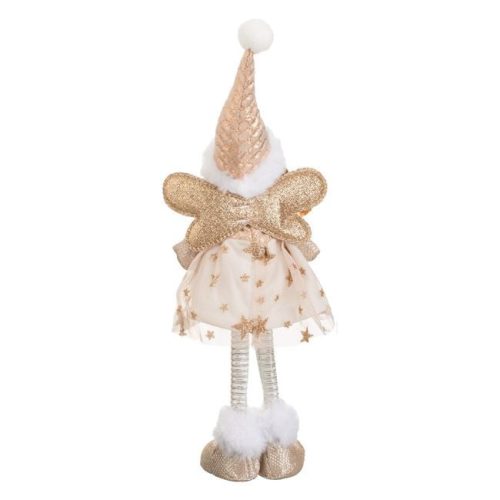 Karácsonyi Angyalkás Figurina Bézs Ruhában 37cm