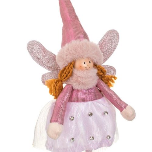 Karácsonyi Angyalfigura Lila Ruhában 38 cm