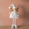 Karácsonyi Dísz Angyal Figura, Fehér Színű, Szampányszín Szárnyakkal, 55 cm