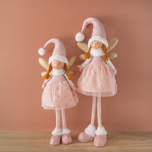 Karácsonyi Dísz Angyal Figura, Rózsaszín Ruhában, 69 cm