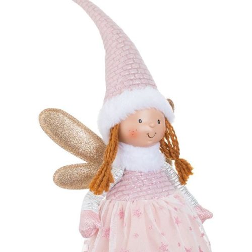 Karácsonyi Dísz Angyal Figura, Rózsaszín Ruhában, 69 cm