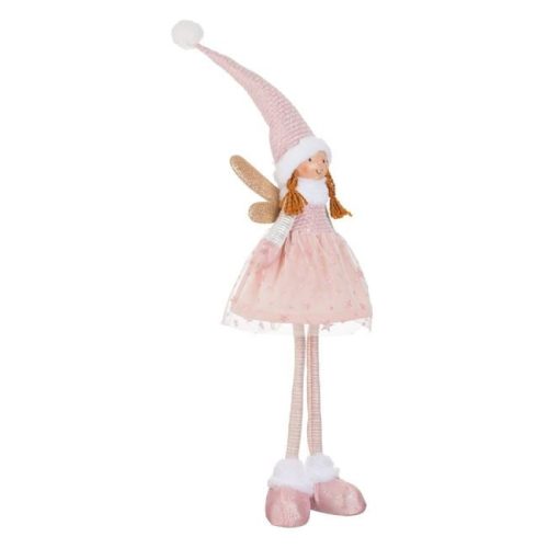 Karácsonyi Dísz Angyal Figura, Rózsaszín Ruhában, 81 cm