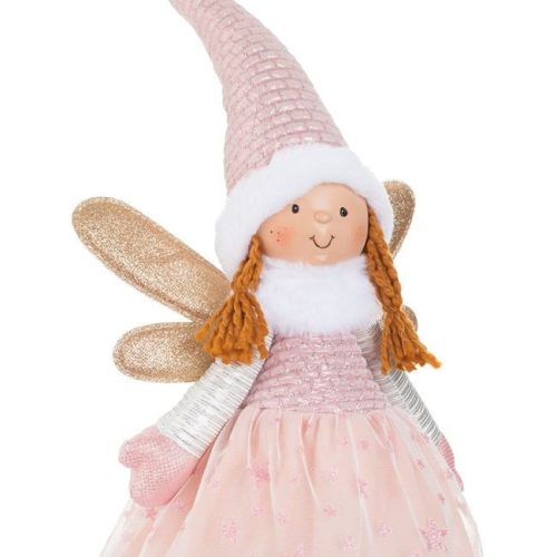 Karácsonyi Dísz Angyal Figura, Rózsaszín Ruhában, 81 cm