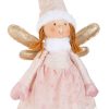 Karácsonyi Tündér, Rózsaszín Ruhában, Kihúzható Lábakkal és LED-fénnyel, 100 cm