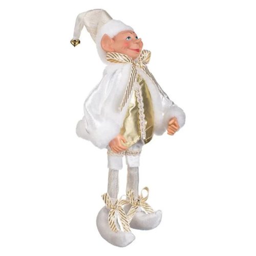 Karácsonyi Elf Fehér Ruhában, 32 cm