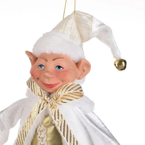 Karácsonyi Elf Fehér Ruhában, 32 cm