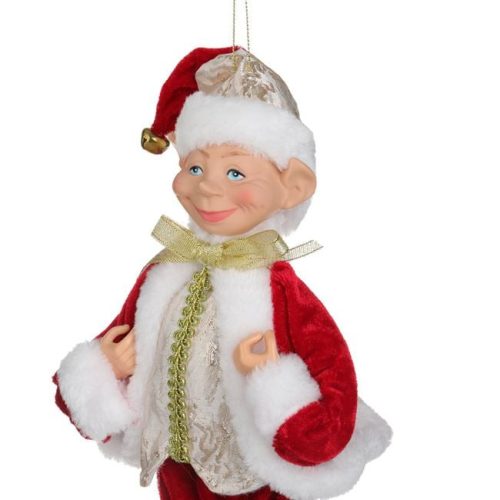 Karácsonyi ELF Piros Ruhában, 30 cm