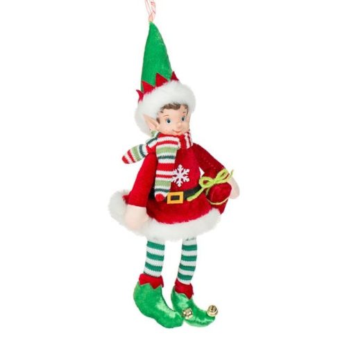 Karácsonyi Függő ELF, Piros-Zöld, 30 cm