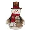 Karácsonyi Dekorációs Figura, Hóember Kockás Kabáttal és Barna Kalappal, 27 cm