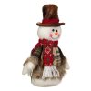 Karácsonyi Dekorációs Figura, Hóember Kockás Kabáttal és Barna Kalappal, 27 cm