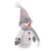 Karácsonyi Dekorációs Figura, Hóember Ecru Műszőrme Sapkával, 30 cm