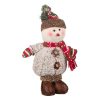 Karácsonyi Dekorációs Figura, Hóember Műszőrme, Fa Gombokkal, Sapkával és Sállal, 43 cm