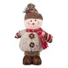 Karácsonyi Dekorációs Figura, Hóember Műszőrme, Fa Gombokkal, Sapkával és Sállal, 43 cm