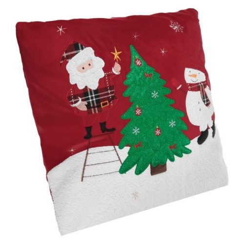 Piros Karácsonyi Díszpárnahuzat Mintával 45x45 cm