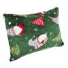 Zöld Bársony Karácsonyi Díszpárnahuzat Gnómfigurákkal 70x50 cm