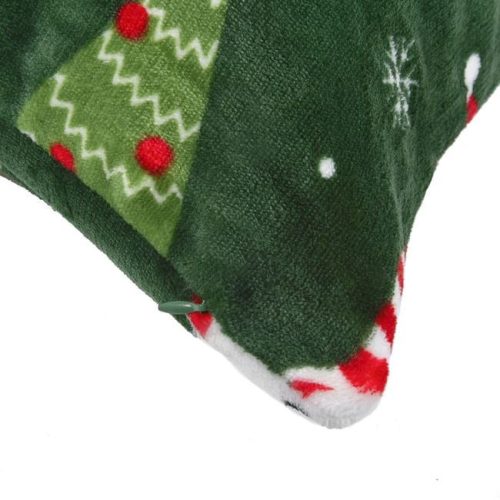 Zöld Bársony Karácsonyi Díszpárnahuzat Gnómfigurákkal 70x50 cm