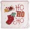 Ekrü Karácsonyi Díszpárnahuzat „Ho Ho Ho” Csizmás Mintával 45x45 cm