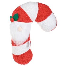   Piros-fehér Csíkos „Candy Cane” Karácsonyi Díszpárna Mikulás Gnómmal 31x10x43 cm