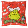 Karácsonyi Dekoratív Párna Limezöld Grinch Mintával „Merry Christmas” 30x30cm