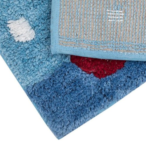 Karácsonyi Fürdőszobai Szőnyeg Kék Hóemberrel és Ezüst Lurex-szel 75x45cm