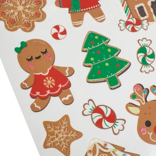 Karácsonyi dekor matricák mézeskalács figurákkal, 20×30 cm