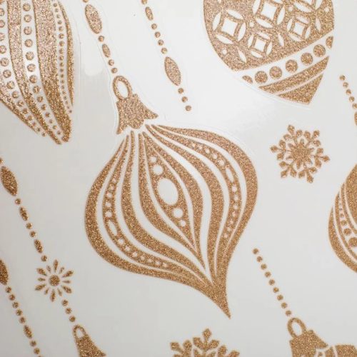 Karácsonyi dekor matricák csillámos gömbökkel, 30×42 cm