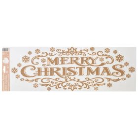   Karácsonyi Dekor Matrica „Merry Christmas” Csillámos Bézs/Champagne 60x20cm