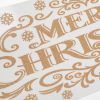 Karácsonyi Dekor Matrica „Merry Christmas” Csillámos Bézs/Champagne 60x20cm