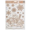 Karácsonyi Dekor Matrica Hóemberek Csillámos Bézs/Champagne 20x30cm