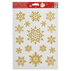 Karácsonyi Dekor Matrica Arany Hópelyhek 20x30cm