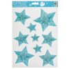 Karácsonyi Dekor Matrica – Holografikus Csillagok, Aqua, 20x30cm