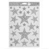 Karácsonyi Dekorációs Matricák – Csillagok Ezüst Csillámokkal 20x30cm