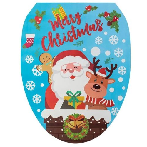 Karácsonyi Matrica – Mikulás és Rénszarvas WC-ülőke Fedélre 30,2x38 cm