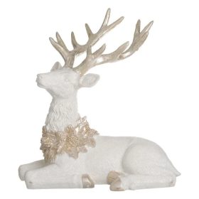 Karácsonyi 3D Dekoráció – Fehér-Arany Őz 22x10x23cm