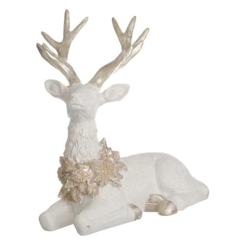 Karácsonyi 3D Dekoráció – Fehér-Arany Őz 22x10x23cm