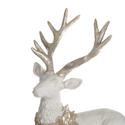 Karácsonyi 3D Dekoráció – Fehér-Arany Őz 22x10x23cm