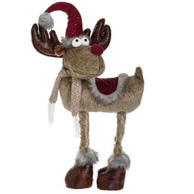 Karácsonyi Dekoráció – Barna Őz Bordó Sapkával 60cm