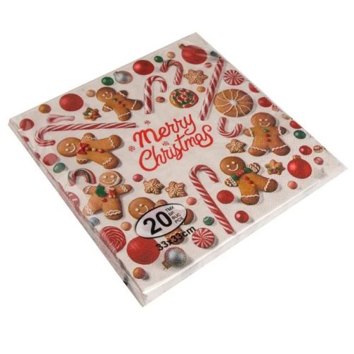 Karácsonyi két rétegű szalvéta Gingerbread figurákkal 33x33cm – 20 darab