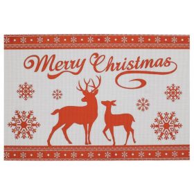   Karácsonyi tányéralátét fehér-piros, rénszarvasos “Merry Christmas” mintával 45x30cm