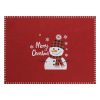 Karácsonyi Piros Filc Tányéralátét Hóember Mintával "Merry Christmas" 40x30 cm